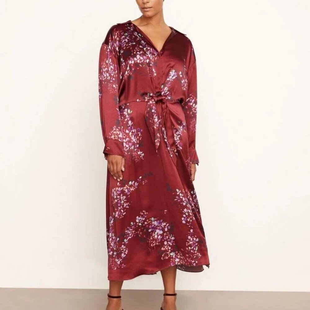 Vince Plus Size Forsythia Long Sleeve Shaped Collar Tie Front Dress. Sz: 2X